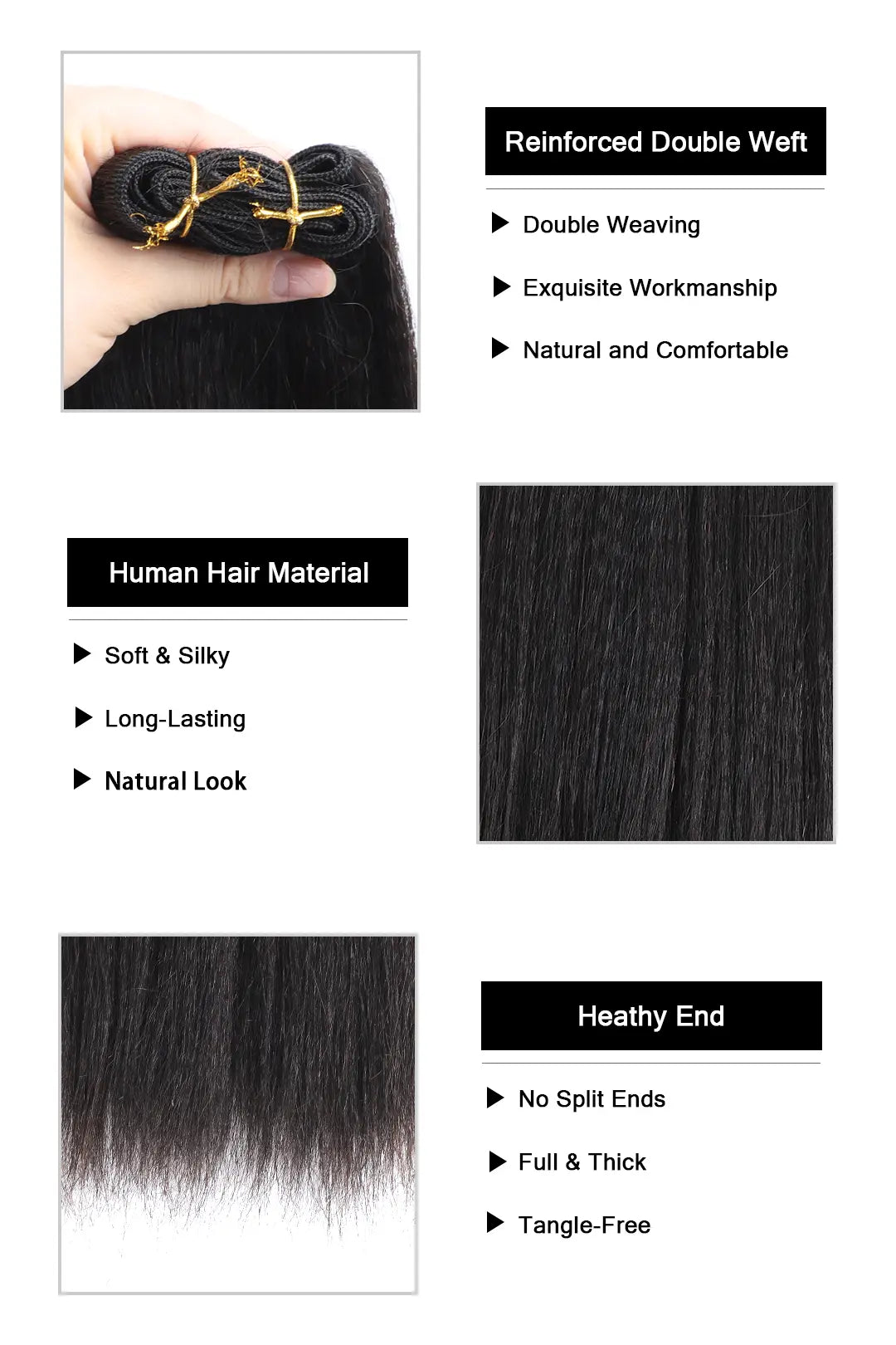 Product description picture of yaki cambodia virgin hair bundles double weft