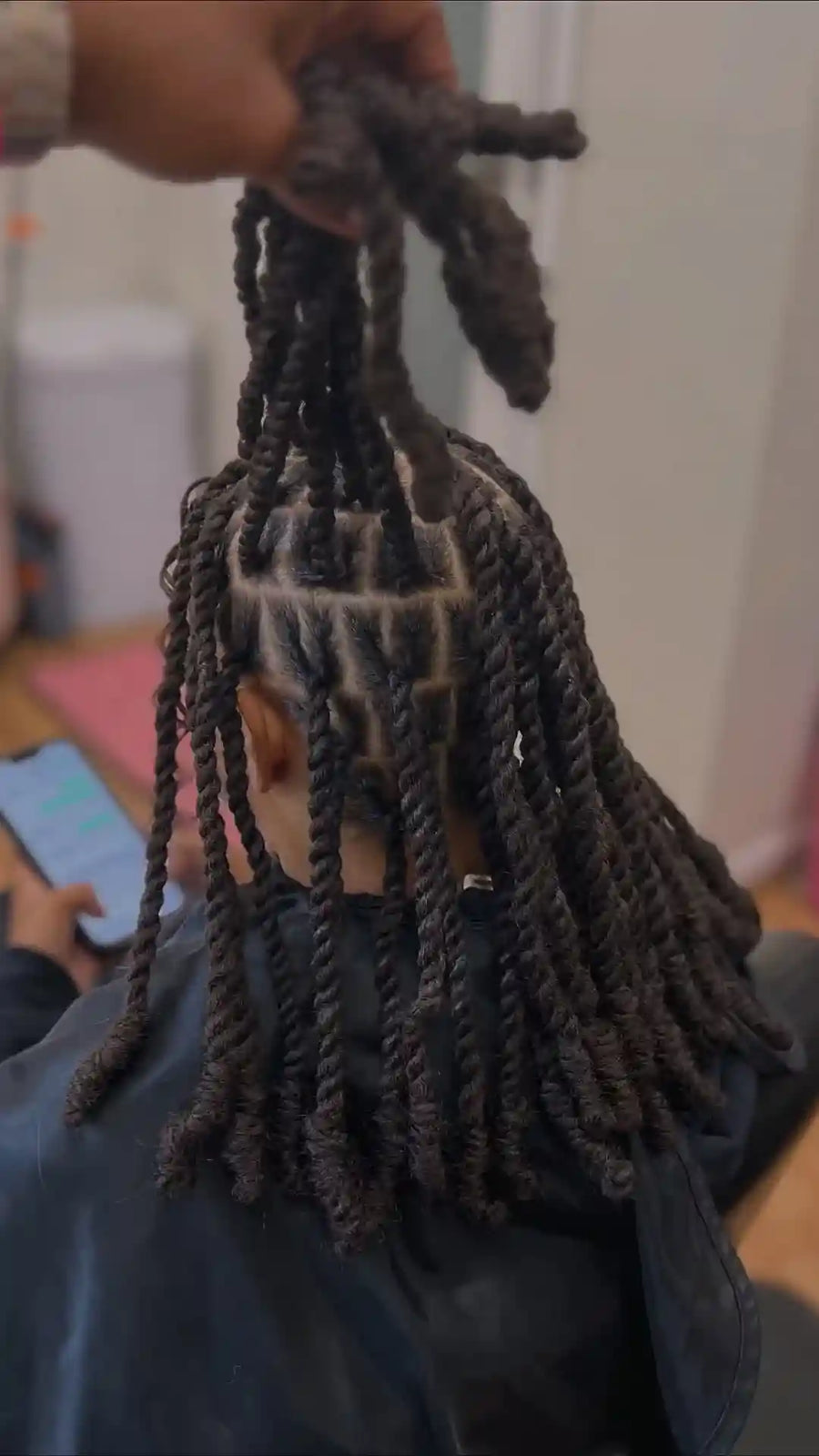 Long ombre curly crochet braids, hairstylist in Durham, NC