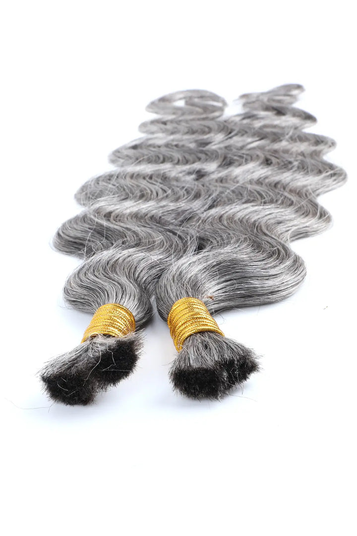 Salt and Pepper Bulk Hair Body Wave for Braiding 70% Gray 1