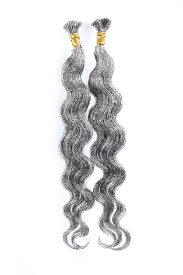 Salt and Pepper Bulk Hair Body Wave for Braiding 70% Gray BU32