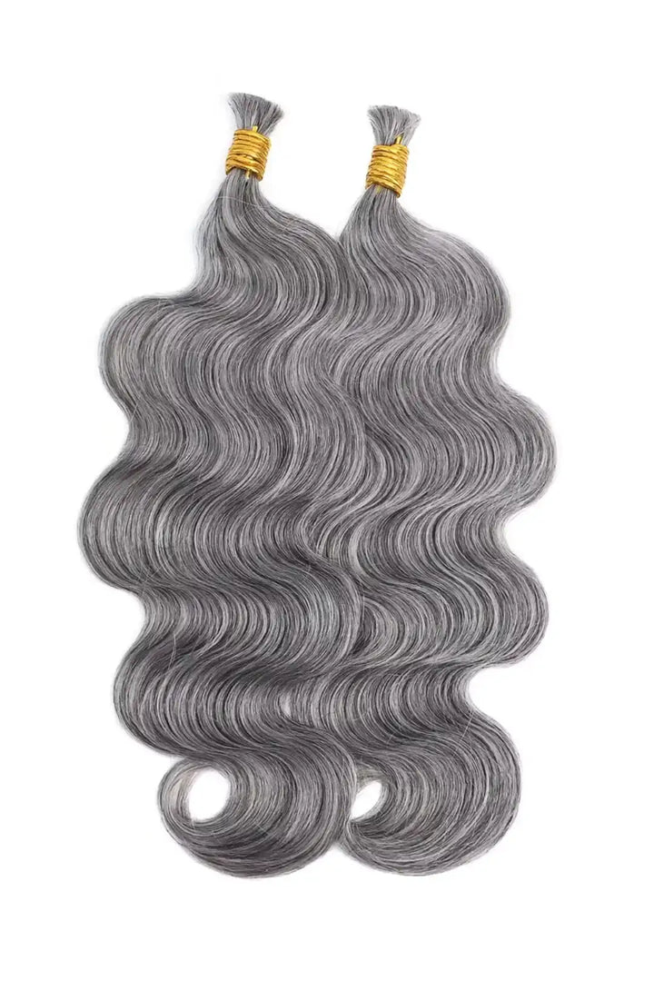 Salt and Pepper Bulk Hair Body Wave for Braiding 70% Gray BU32