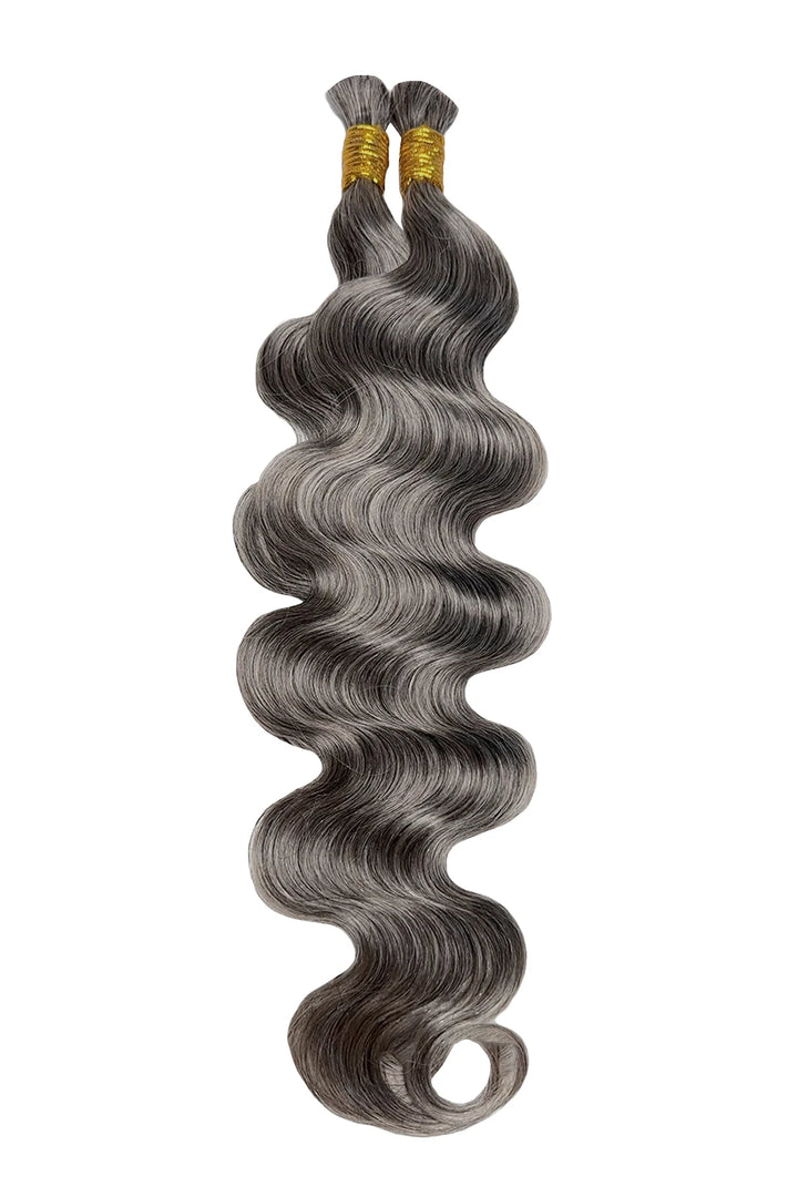 Salt and Pepper Bulk Hair Body Wave for Braiding 70% Gray