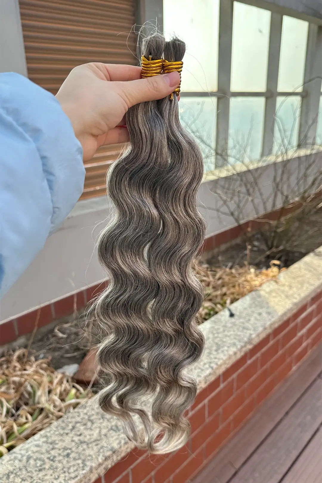 Salt and Pepper Bulk Hair Body Wave for Braiding 85% Gray