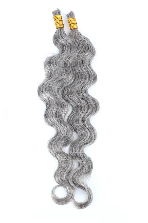 Salt and Pepper Bulk Hair Body Wave for Braiding 85% Gray BU32