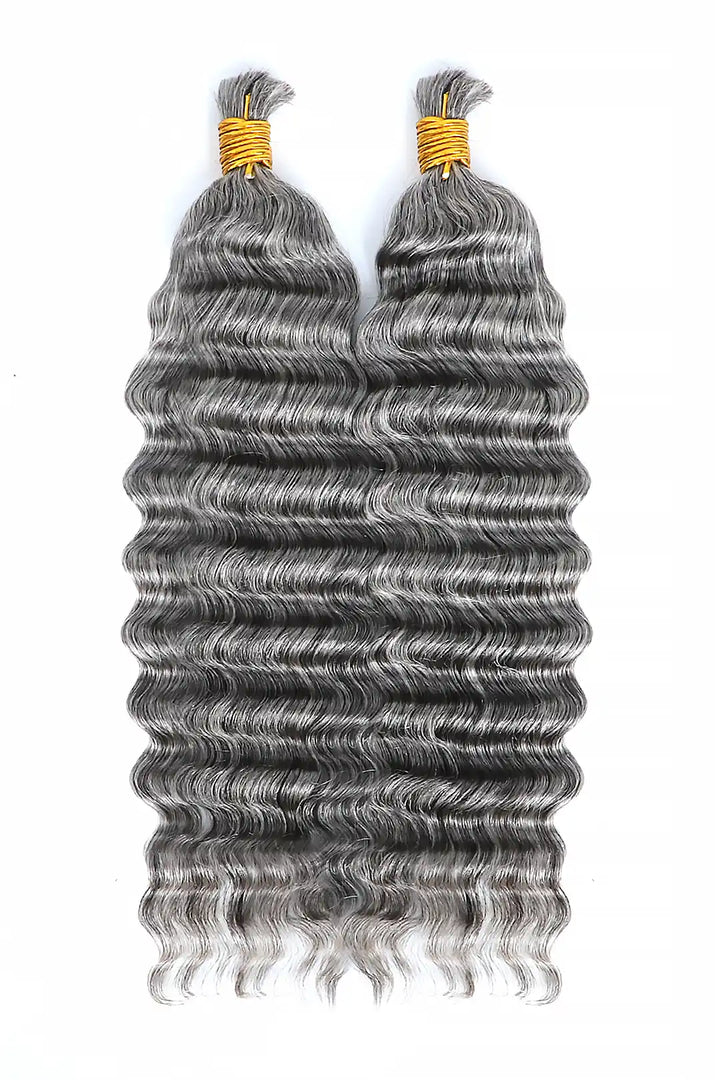 Salt and pepper bulk hair deep wave  70% gray bu32