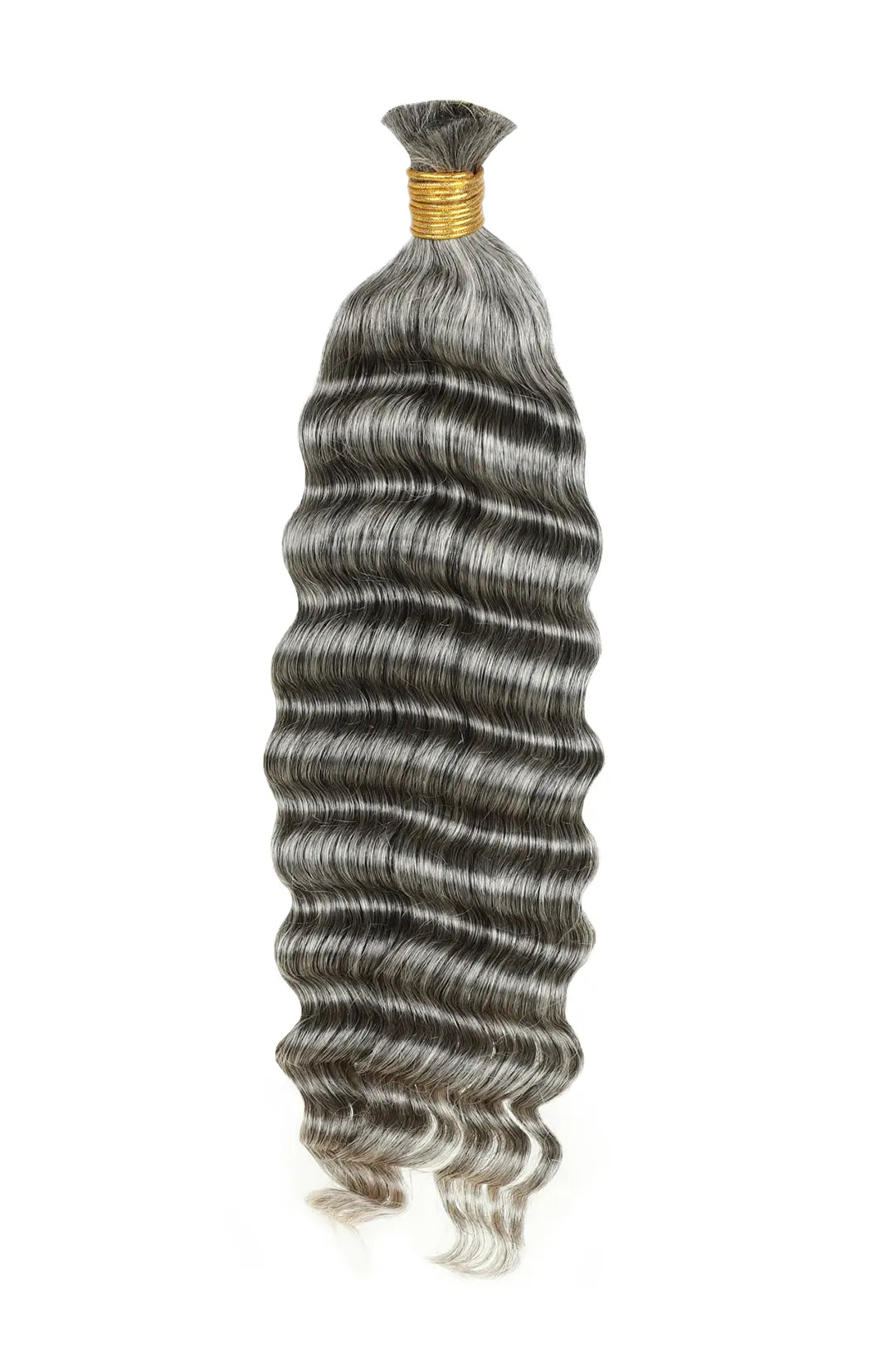 Salt and Pepper Bulk Hair Deep Wave for Braiding 70% Gray