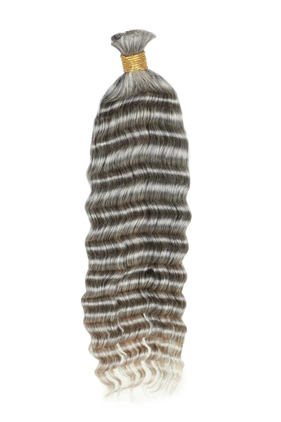 Salt and Pepper Bulk Hair Deep Wave for Braiding 85% Gray BU32