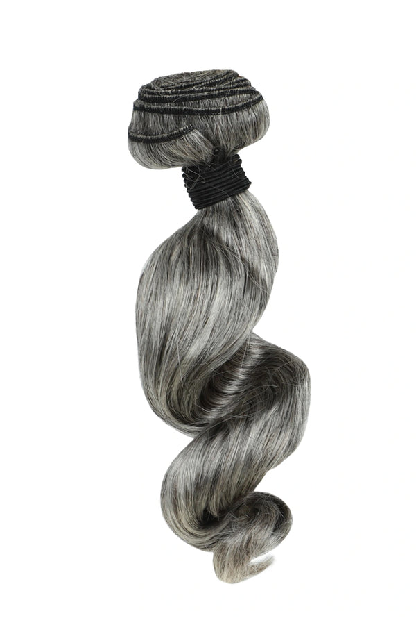 Extensions à coudre Sel et Poivre Cheveux Vierges Loose Wave 70% Gris
