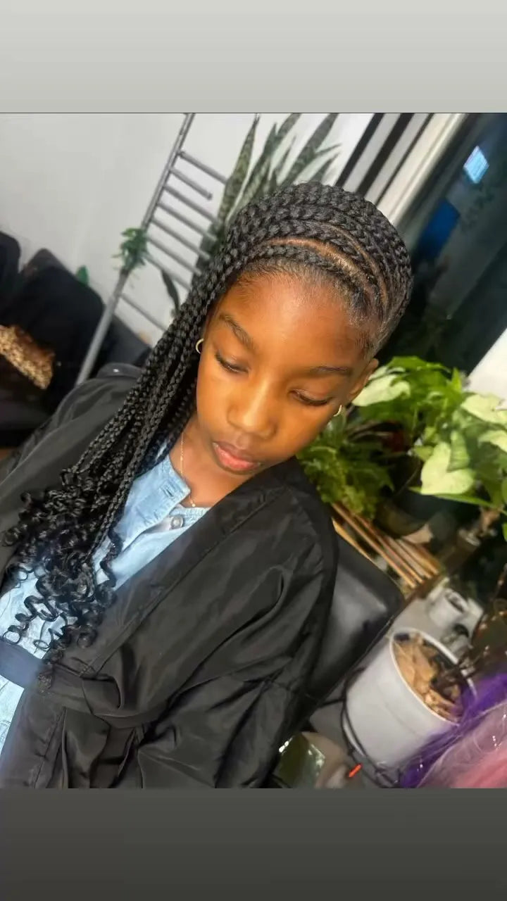 Feed-in braids with curled ends, Stylist located in Chicago, IL