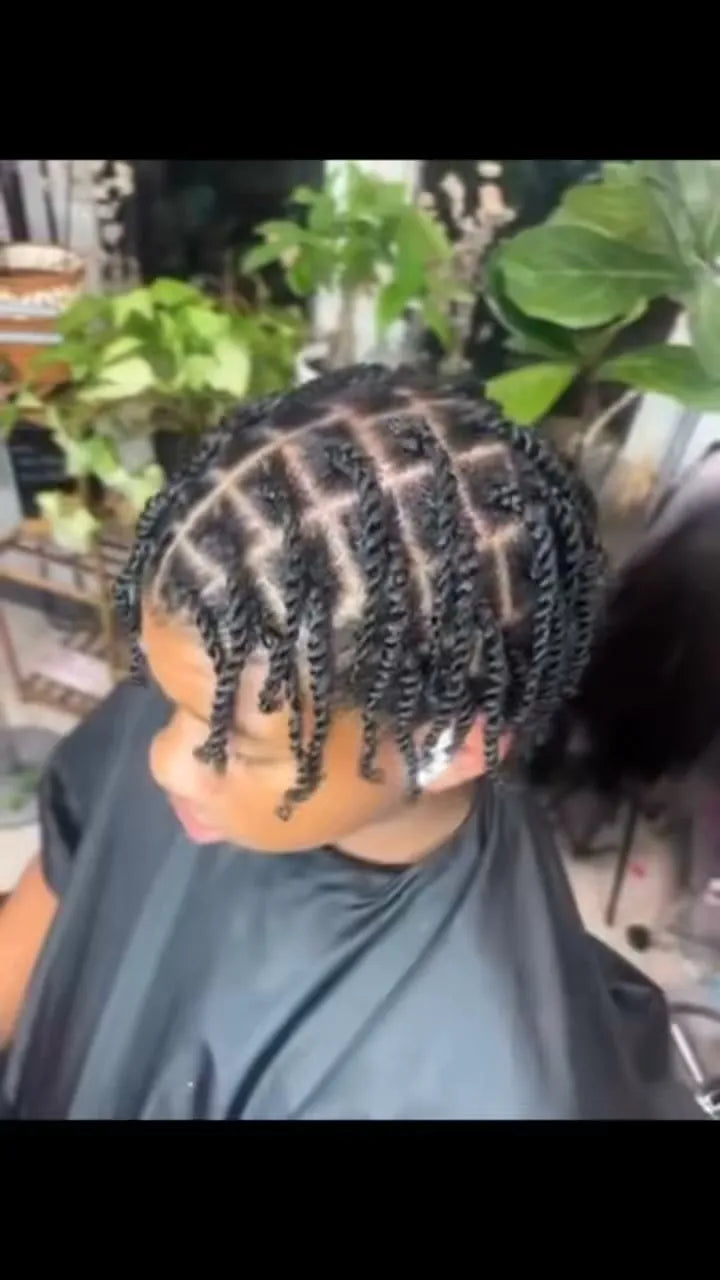Kids short box braids with neat square parts, Stylist located in Chicago, IL