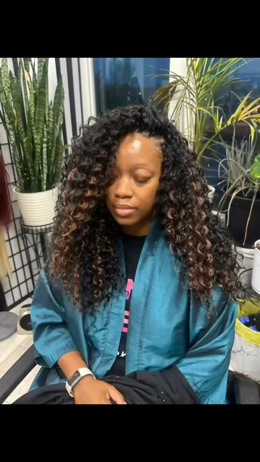 Small knotless braids with boho curls, Stylist located in Chicago, IL