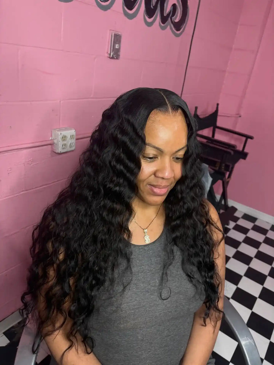 Long water wave middle part wig install, Stylist located in Jacksonville, FL