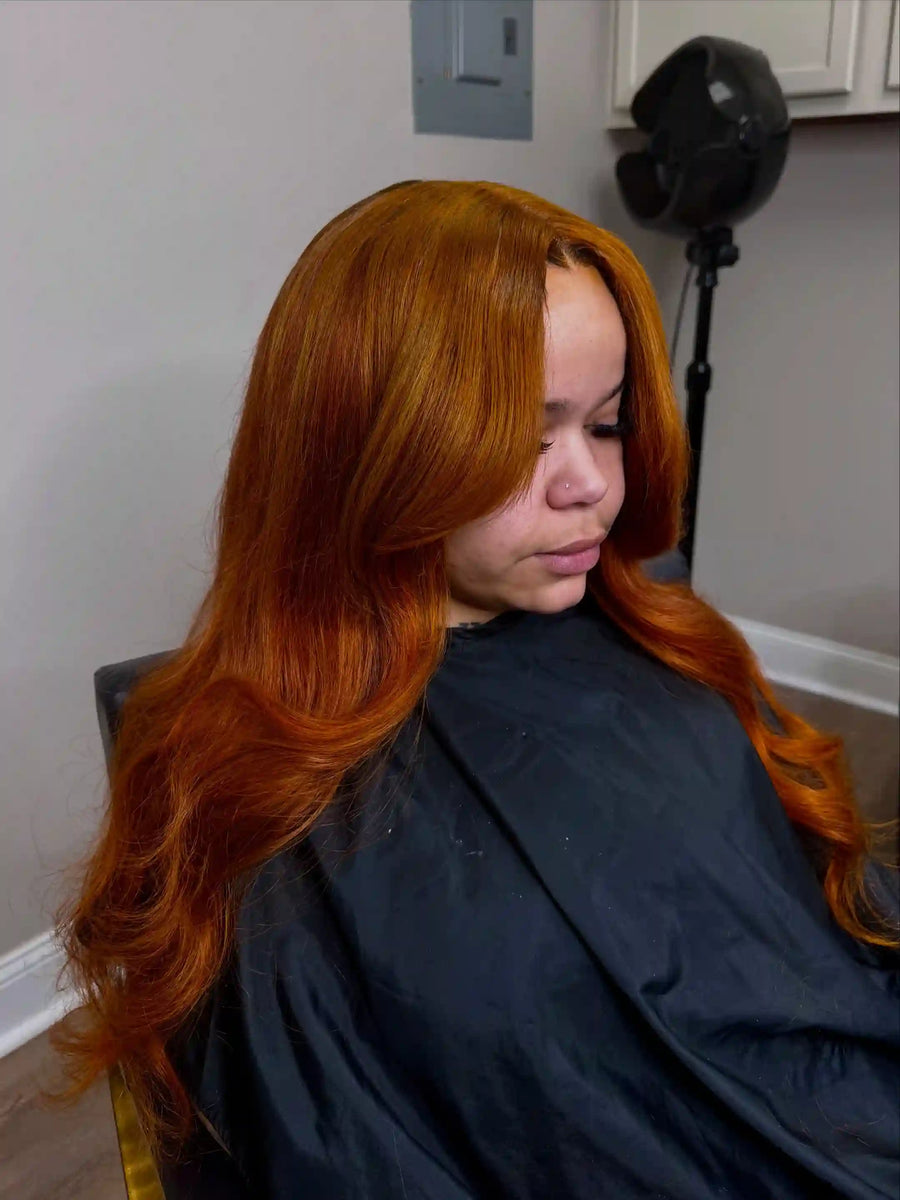 Copper ginger body wave middle part wig install, Stylist located in Jacksonville, FL