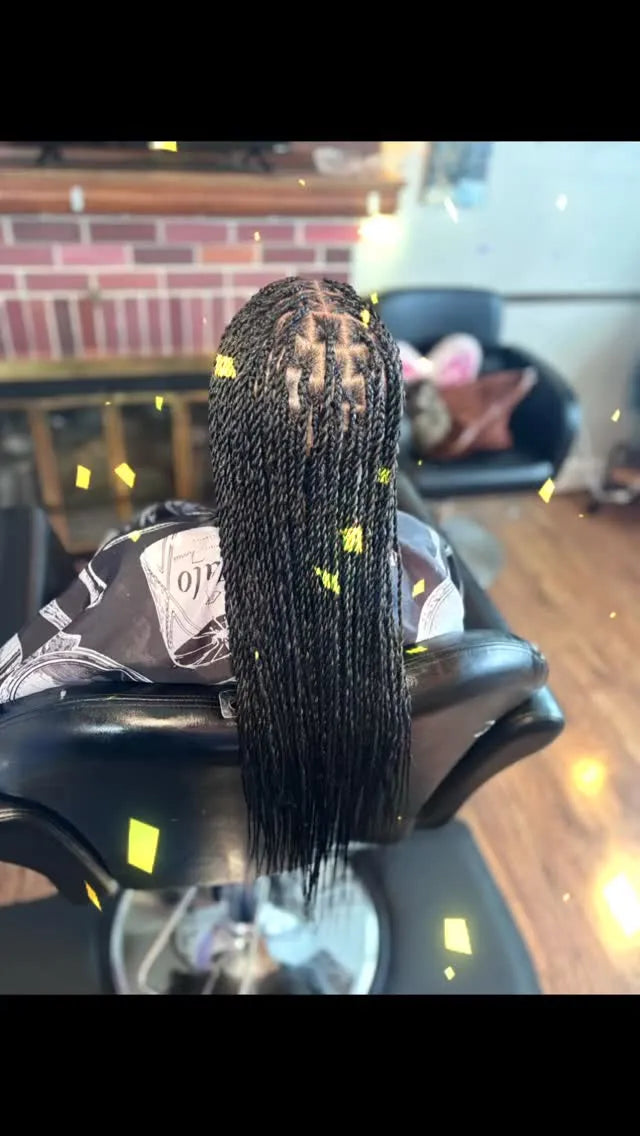 Long box braids with clean scalp parting, hairstylist in Dover, DE