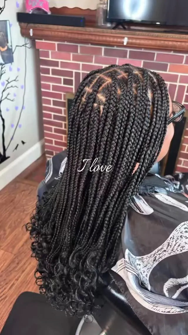 Long knotless braids with curled ends, hairstylist in Dover, DE