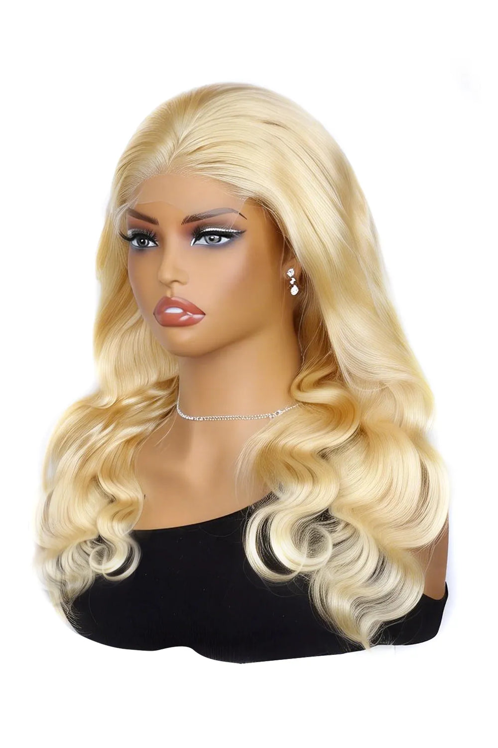 Side view of 613 HD lace wig 5x5 frontal glueless body wave