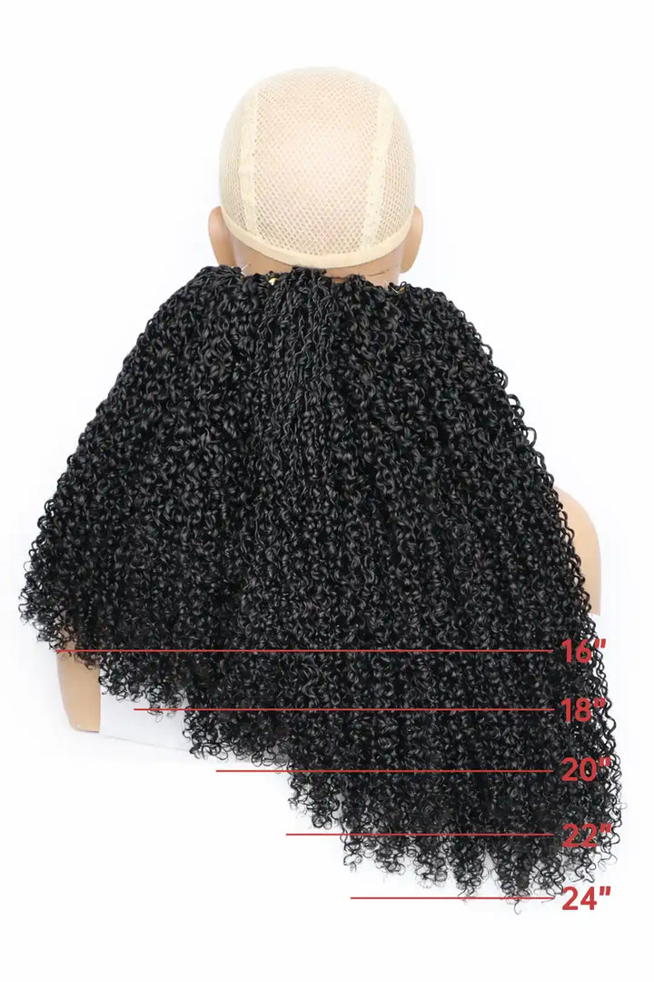 Size comparison image of twist braided feather crochet hair extension human hair