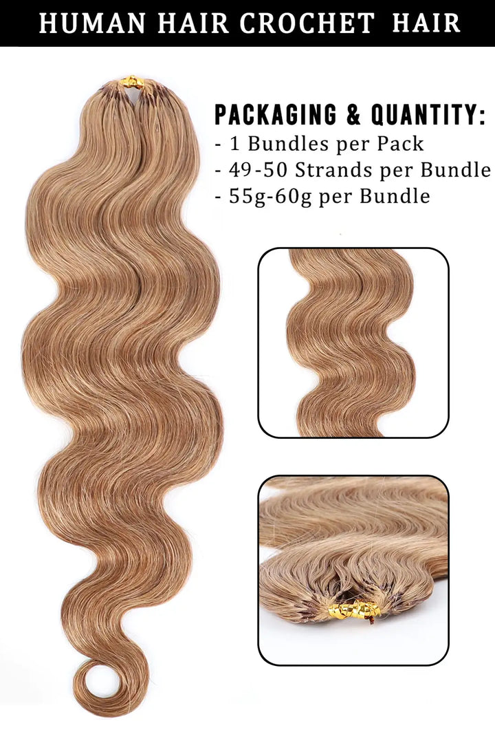 Erdbeerblond Body Wave Federhäkchen Echthaar FE30 60g