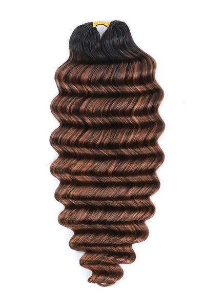 T-Natural Black Mixed 4/27/30 Deep Wave Feather Crochet Human Hair