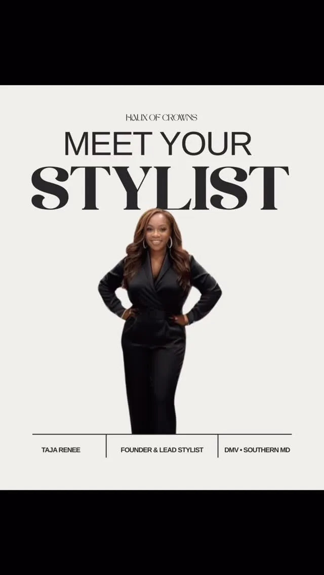 Professional hairstylist introduction featuring long soft waves and a polished salon look, hairstylist located in Clinton, MD