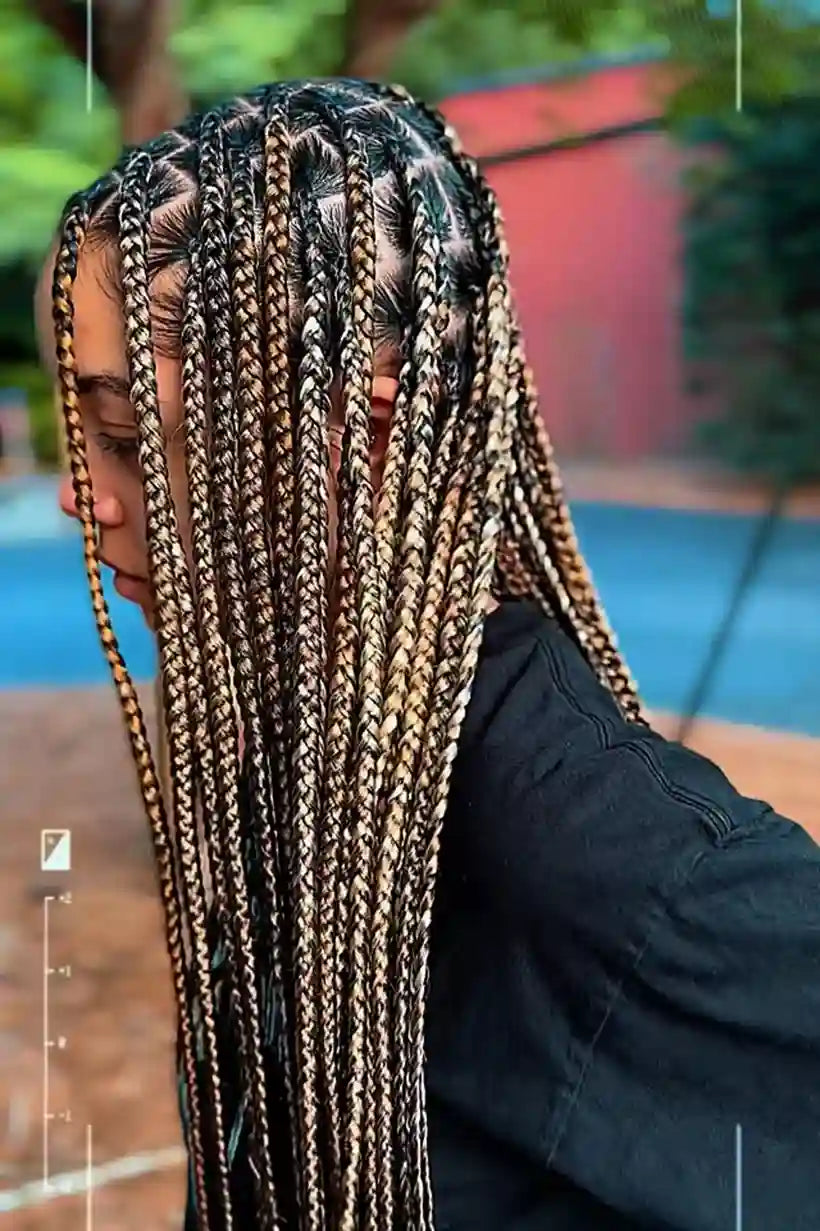 Person with braided hair in an outdoor setting