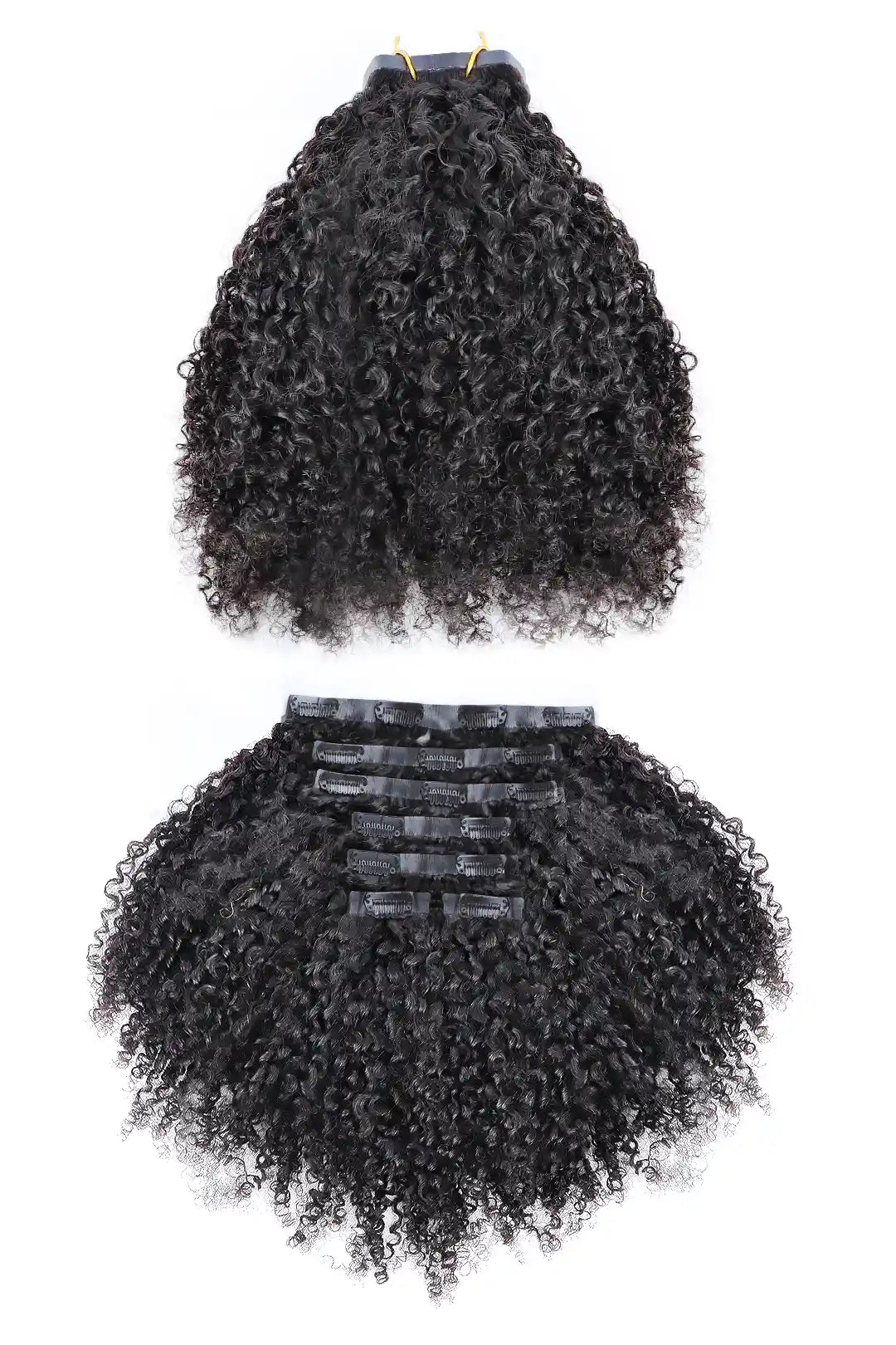 Tight Curly Seamless Clip in Hair Extensions Double Drawn Hair