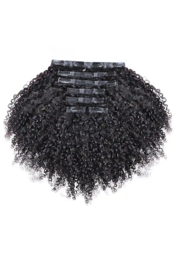 Tight Curly Seamless Clip in Hair Extensions Double Drawn Hair