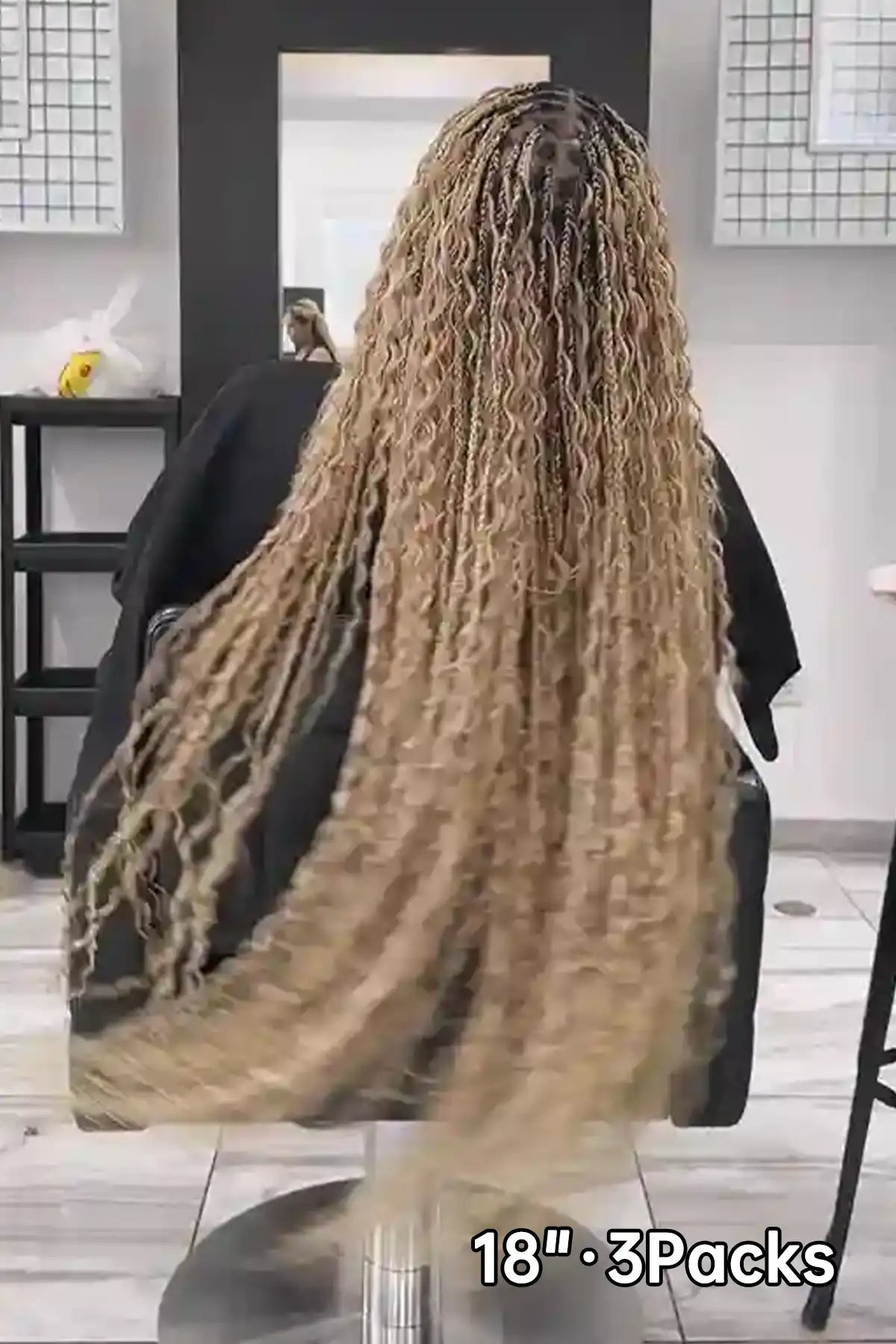 Tiktok influencer chifluencer shows the braiding process of deep wave medium blonde bulk hair