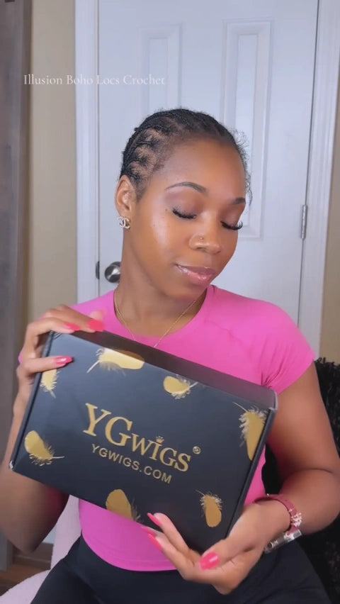 Tiktok Influencer Iamveronicac Showing The Process Of Braiding Crochet Faux Locs Braids With Human Hair Curls Deep Wave Pre-Looped