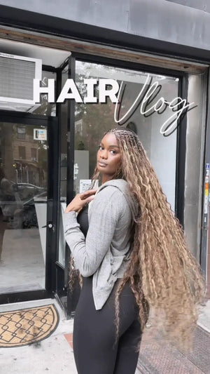 Tiktok Influencer-jasonilouise Showing The Braiding Process Of Bulk Hair Piano Color #4/#27 Deep Wave