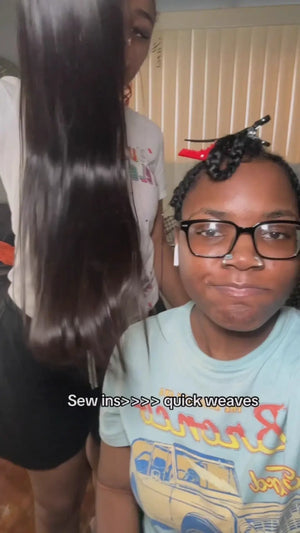 Tiktok Influencer omgitsvt Showing The Braiding Process Of Cambodia Raw Hair Bundle Straight Natural Colour 12a