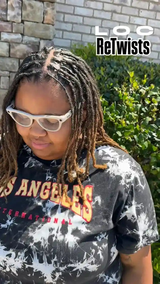 Loc retwist with clean parts, hairstylist in Greensboro, NC