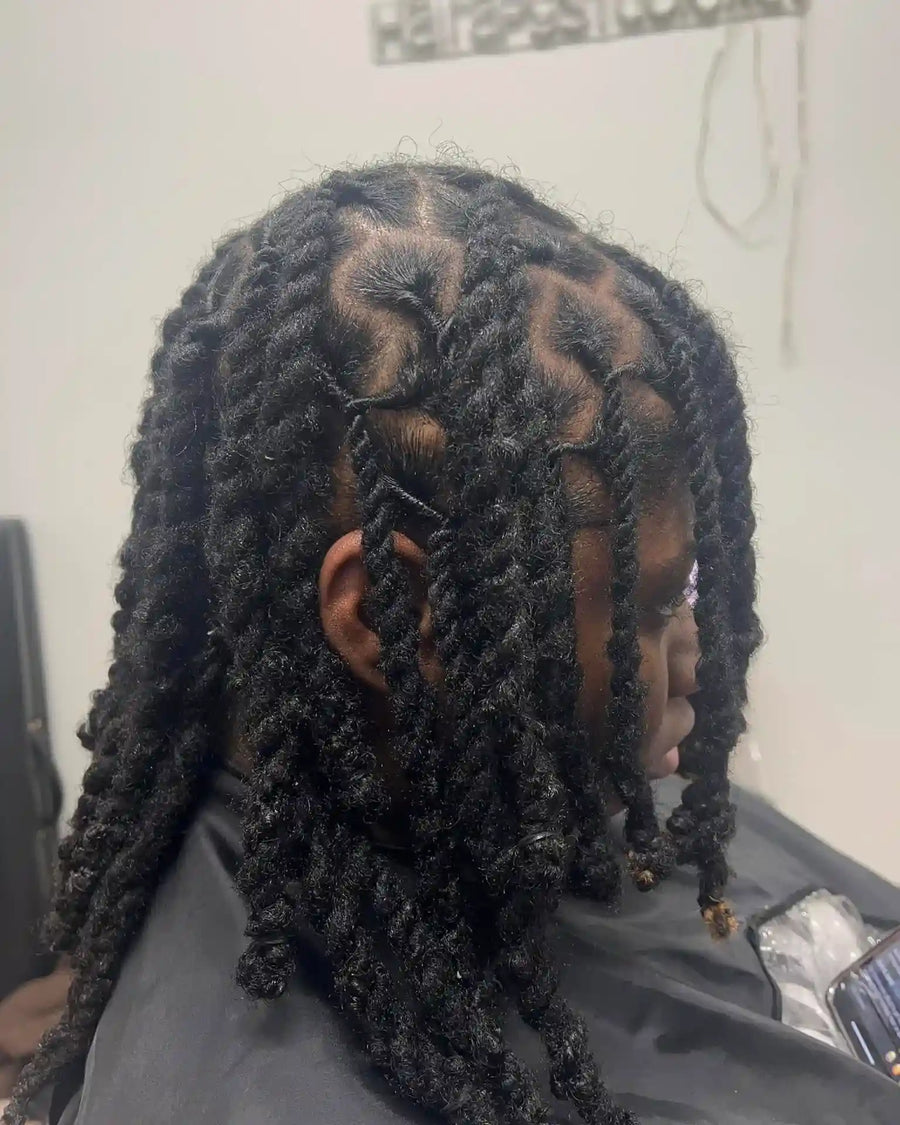 Short starter locs with natural coil texture, Stylist located in Voorhees, NJ