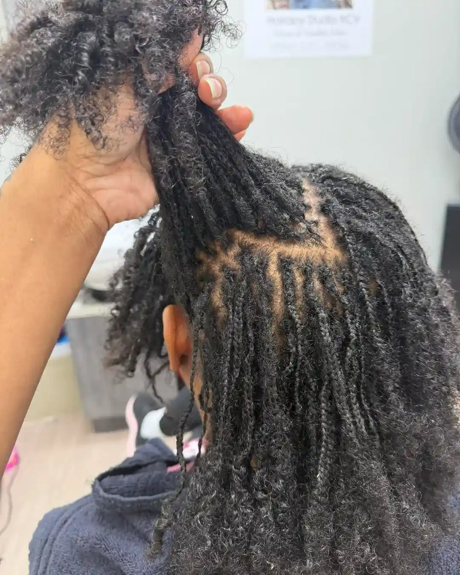 Kinky twists with natural texture and square parting, Stylist located in Voorhees, NJ