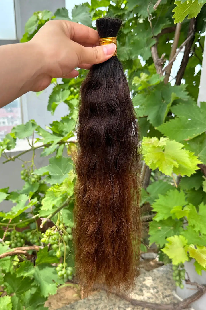 Two-tone Color #4/27 Wet Wave Bulk Hair Double Drawn BU64