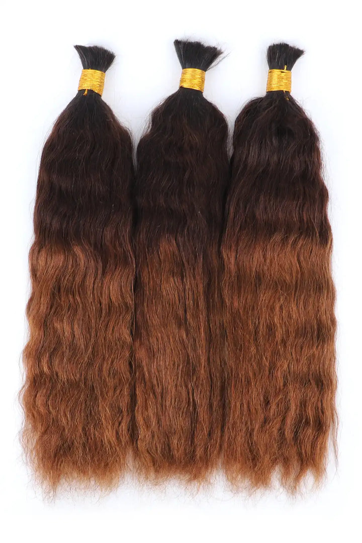 Two-tone Color #4/27 Wet Wave Bulk Hair Double Drawn BU64