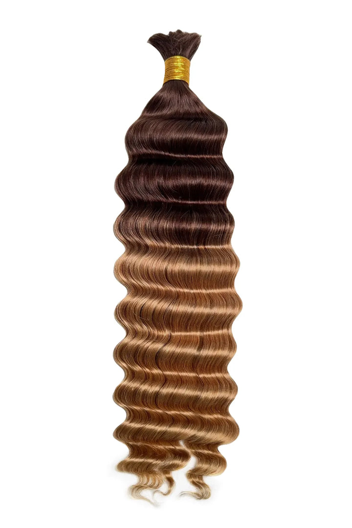 Two-tone Color #4/27 Deep Wave Bulk Hair Double Drawn BU61