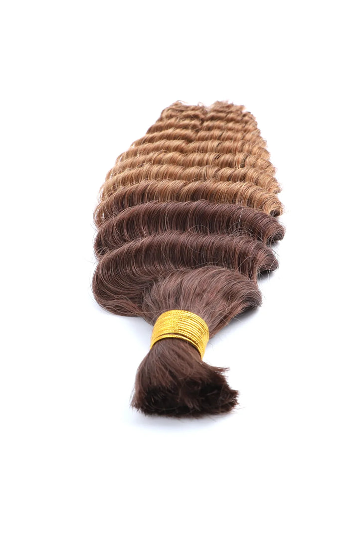 Two-tone Color #4/30 Deep Wave Bulk Hair Double Drawn BU62 3