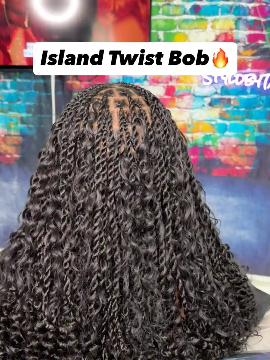 Island twist bob with curly texture, hairstylist in Norfolk, VA