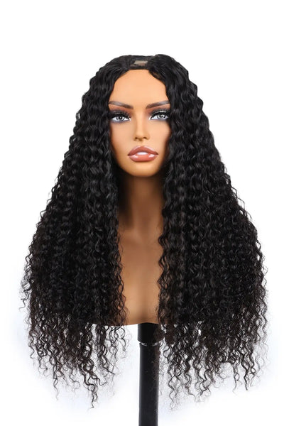 U Part Wig Water Wave Human Hair Beginner Friendly