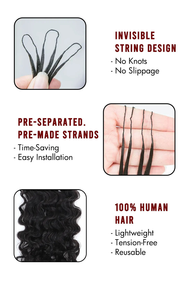 Water Deep Wave Feather Crochet Hair Extension Human Hair FE32 60g 4