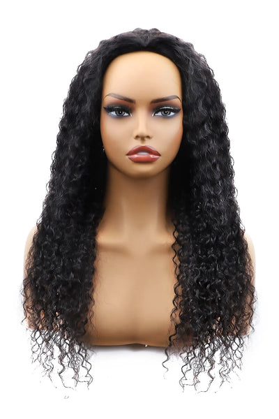 Perruque demi-perruque ondulée, flexible, à cordon de serrage, cheveux humains, sans couture