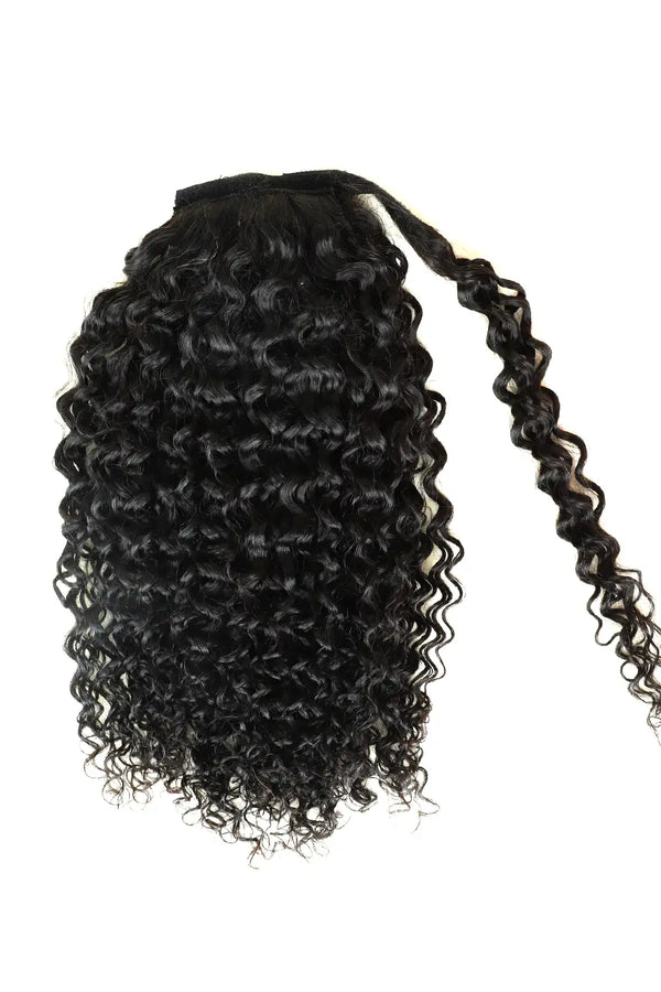 Extensiones envolventes de cola de caballo de color natural con ondas de agua, 120-150 g