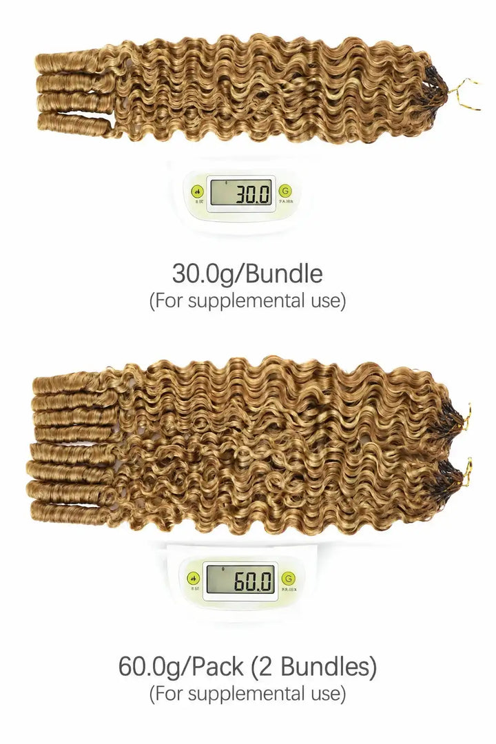 Weight image of #27/30/613 mixed color burmese curly with spiral curls crochet miracle knots hair