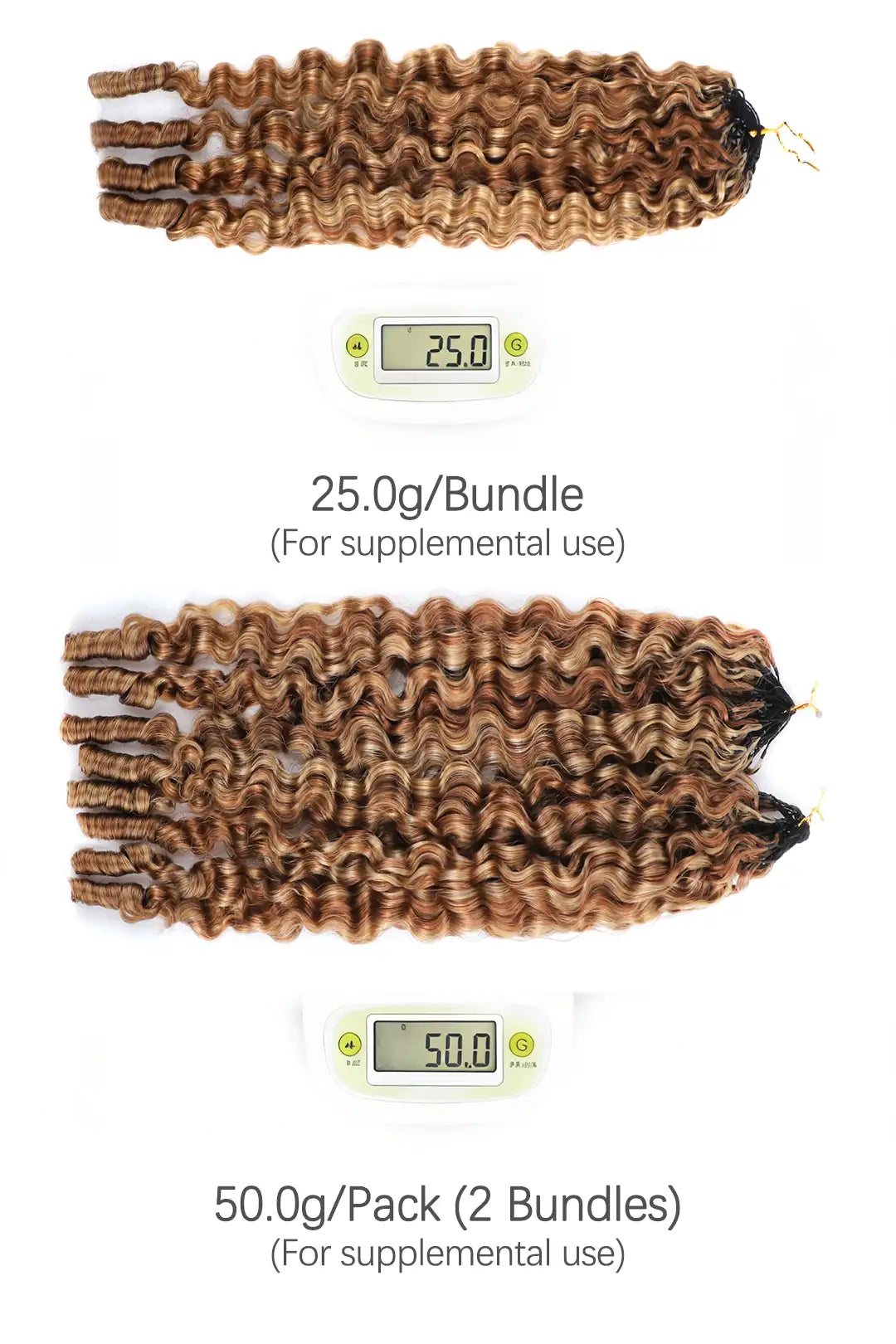 Weight image of #27/30 mixed color burmese curly with spiral curls crochet miracle knots hair