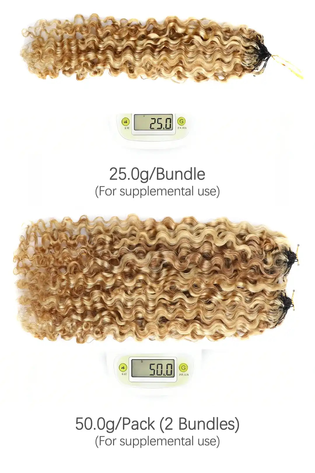 Weight image of 27 613 mixed color water deep wave feather crochet human hair