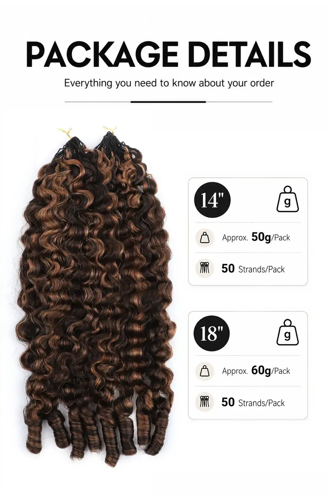 Weight image of #4/30 mixed color burmese curly with spiral curls crochet miracle knots hair