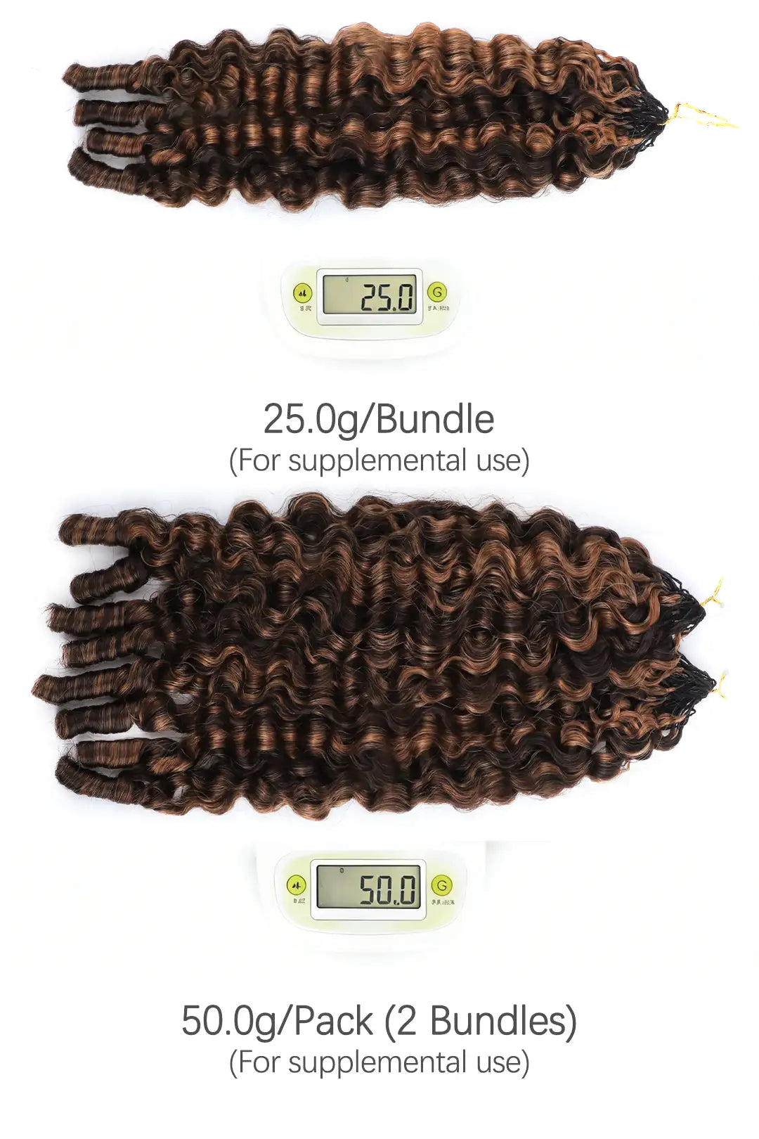 Weight image of #4/30 mixed color burmese curly with spiral curls crochet miracle knots hair