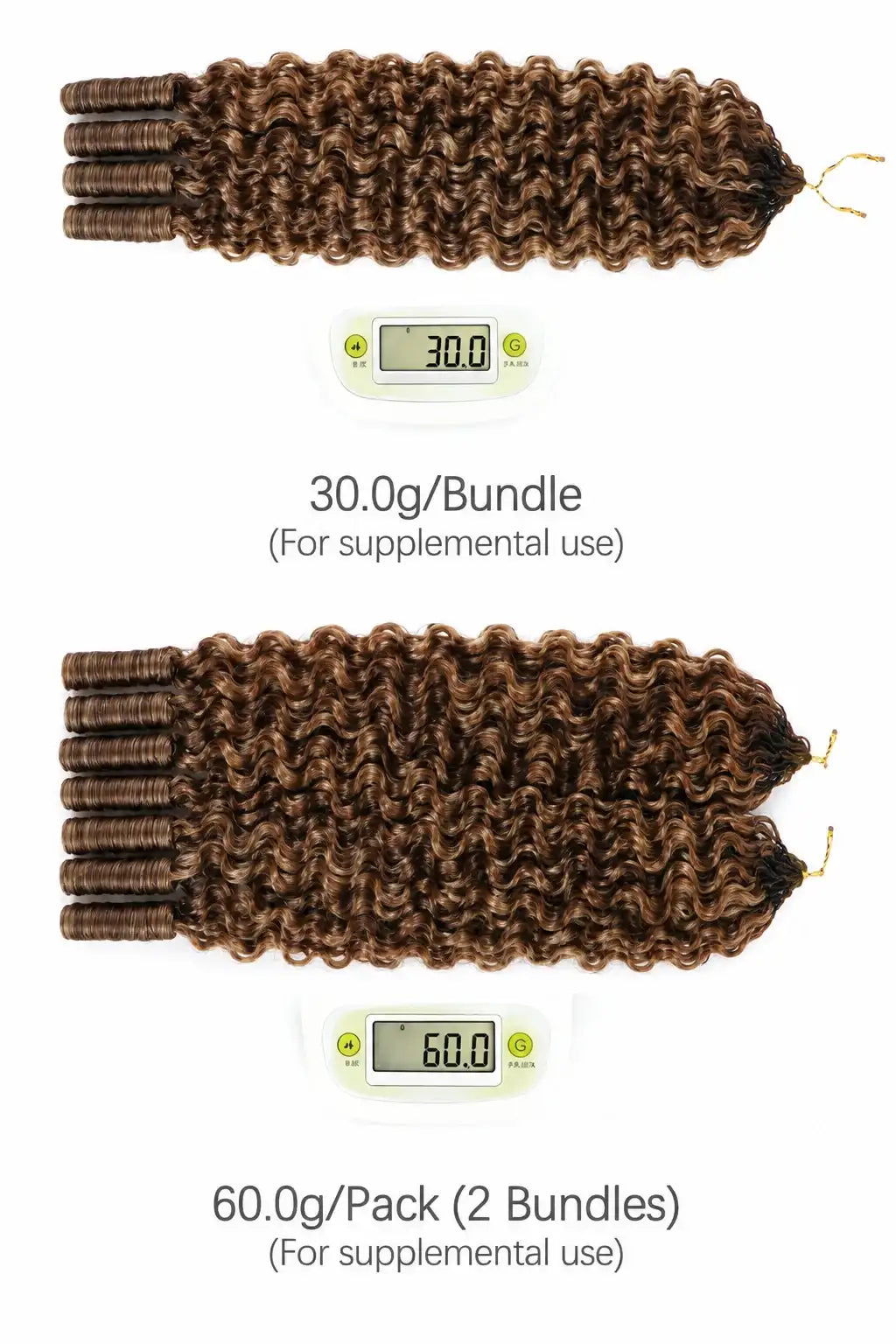 Weight image of #4A/27/30 mixed color burmese curly with spiral curls crochet hair for miracle knots