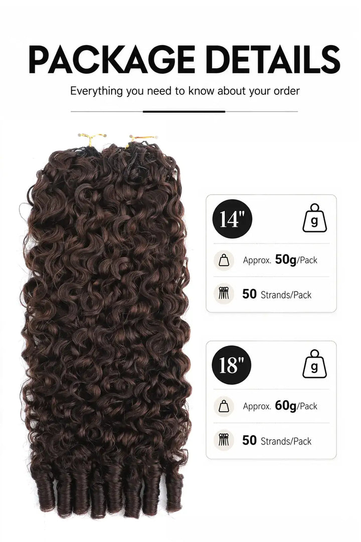 Weight image of dark brown #4 burmese curly with spiral curls feather crochet miracle knots hair